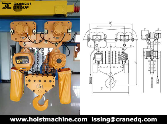 15 ton electric chain hoist with trolley for sale